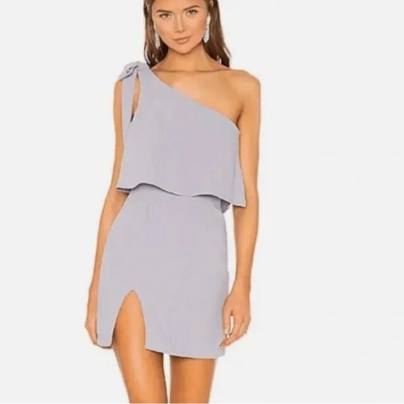 Superdown Jenna One Shoulder Mini Dress Grey Medium‎ Party Wedding Event Gala - Picture 1 of 13